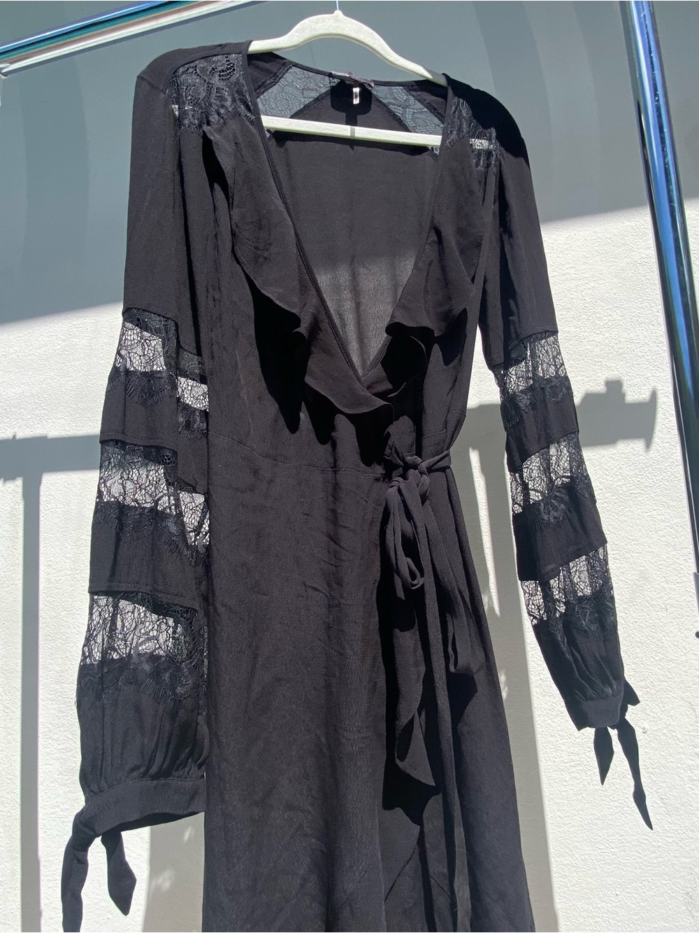 Hale Bob Whimsygoth Black LaceWrap Midi Dress Size Medium - Picture 3 of 13